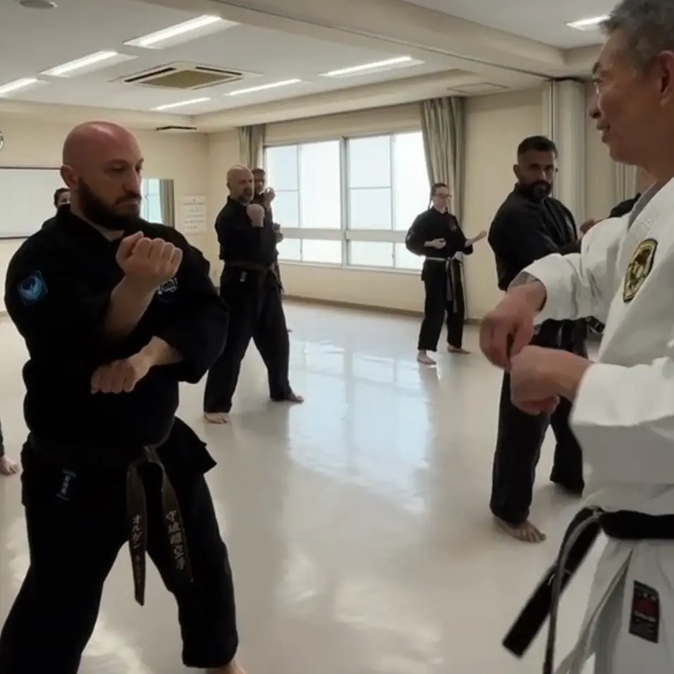 Olgun Tiltay in Nagoya Japan learning karate from Hideki Yamada Sensei [9th Dan Shorin-Ryu Karate]